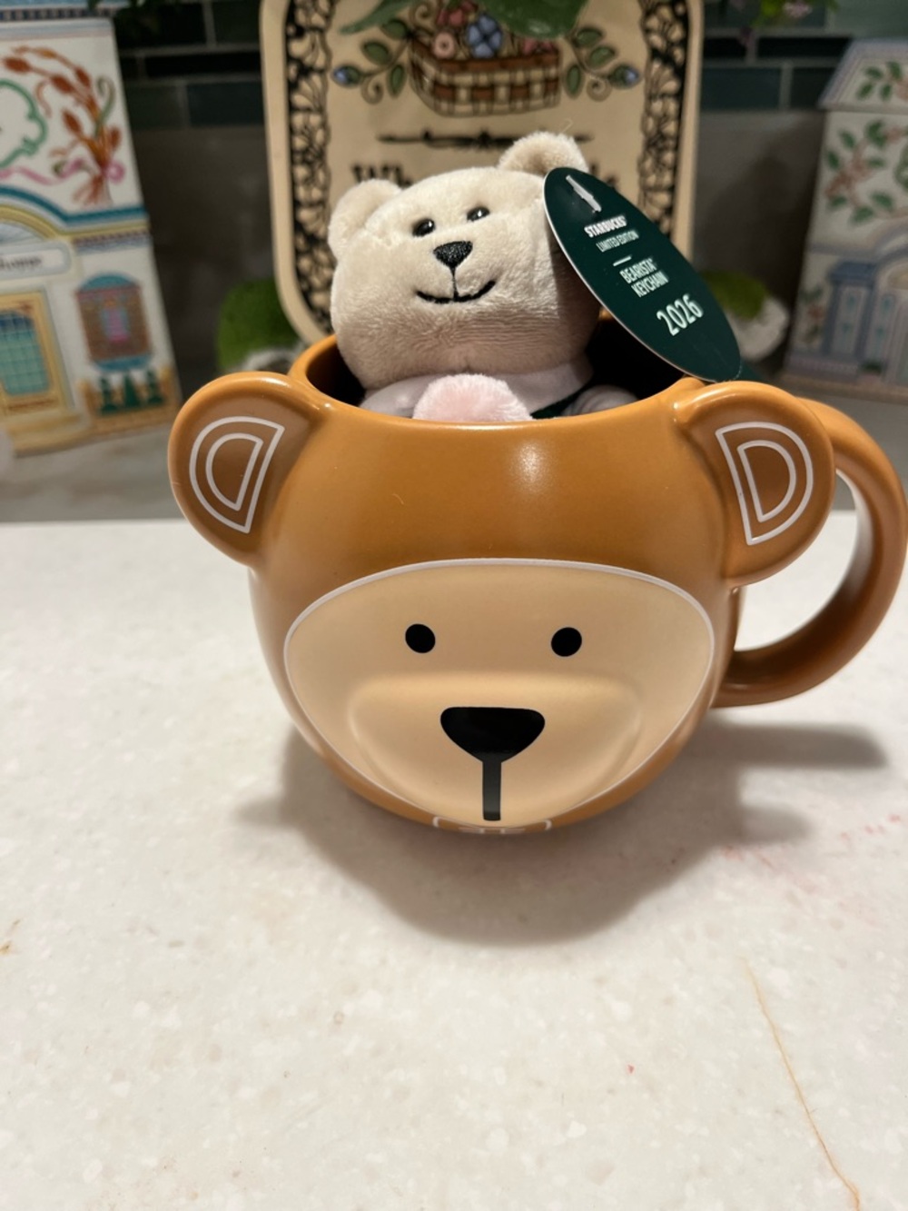 Starbucks Bear Mug with 2026 barista keychain